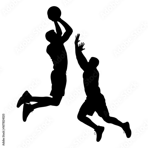 Konstfotografi Two Player Basketball Silhouette Vector Illustration