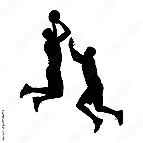 Fotografía Two Player Basketball Silhouette Vector Illustration