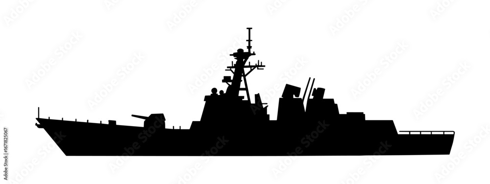 Obraz premium Warship Silhouette Vector Illustration