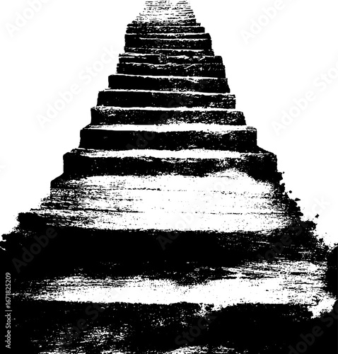 Grunge black and white stairwell art with distressed texture for urban design