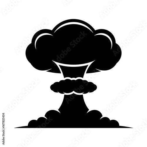 Bild auf Leinwand Explosion Nuclear Silhouette Vector Illustration