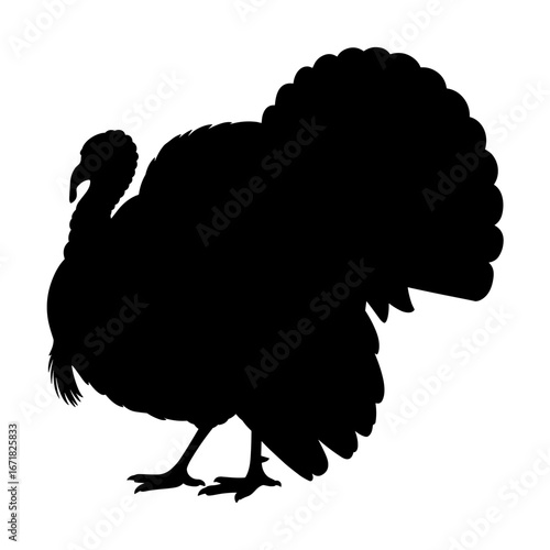 Turkey Silhouette Vector Illustration , Animal Silhouette Element