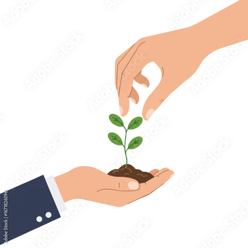 Hands carefully plant a small seedling in fertile soil, symbolizing growth and new beginnings with a hopeful and nurturing theme.