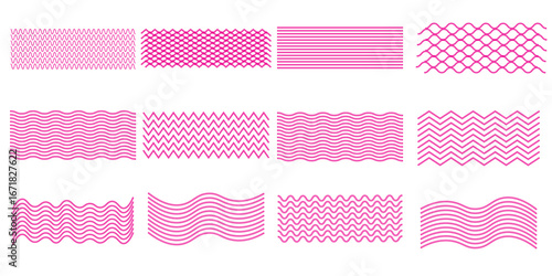 Water waves. Set of wavy zigzag lines. Wave thin line background. Vector zigzag and wavy  horizontal underline. Vector illustration modern.