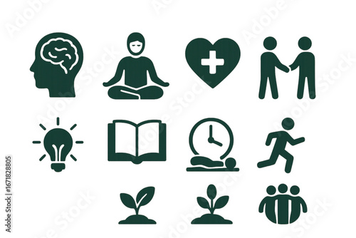 mental health icon vector set
