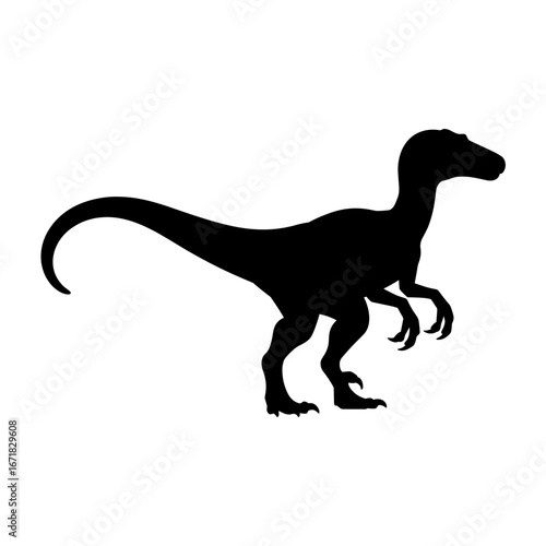 Velociraptor Silhouette Vector Illustration , Transparent Background