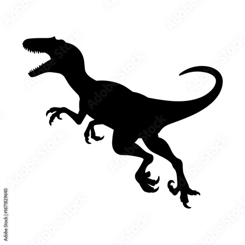 Velociraptor Silhouette Vector Illustration , Transparent Background