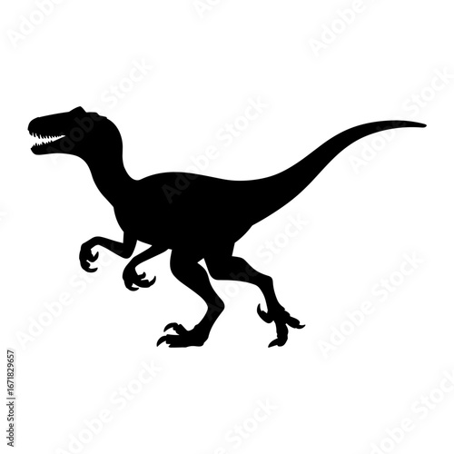 Velociraptor Silhouette Vector Illustration , Transparent Background