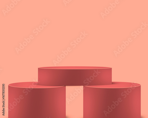 Coral Orange Minimal Podium Stage Design