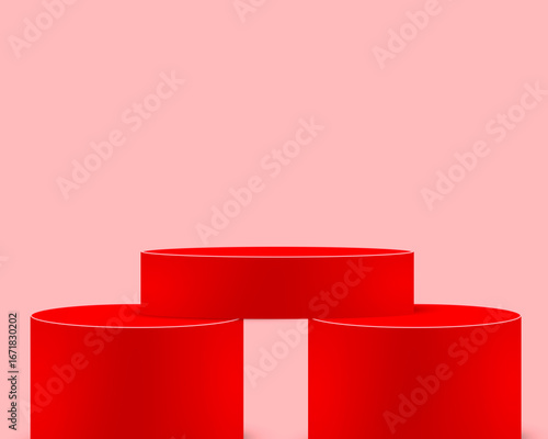 Bright Red Arch Podium 3D Display Background