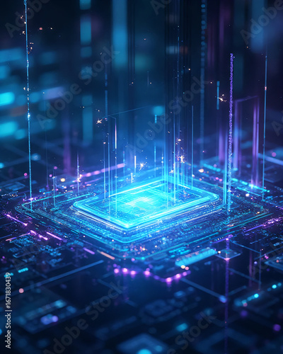 Futuristic Holographic Digital Interface Background