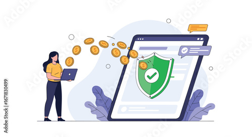 Secure online transactions protecting financial data with digital security measures and safe payment gateway technology