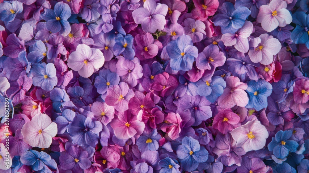 Obraz premium Cascading blossoms: An abundant display of vibrant purple pansies in close-up