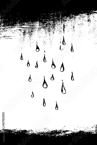 Grunge black and white raindrop pattern on wet window pane