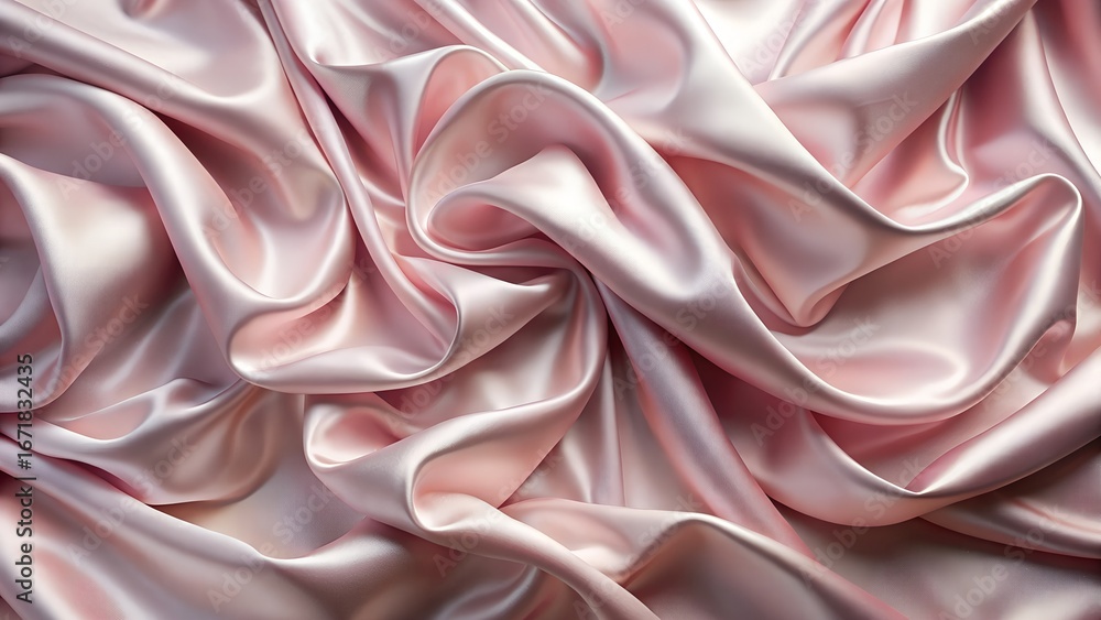 Obraz premium Flowing Light Pink Satin Fabric with Smooth Wrinkl