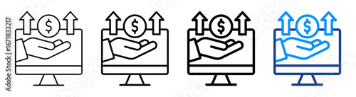 Online Revenue Icon Different Style Outline Collection Set