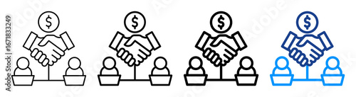 Remote Business Icon Different Style Outline Collection Set