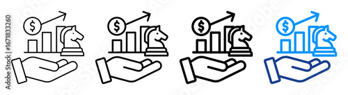 Sales Strategy Icon Different Style Outline Collection Set