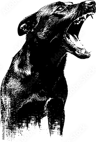 Grunge black and white zombie dog design for halloween posters and apparel