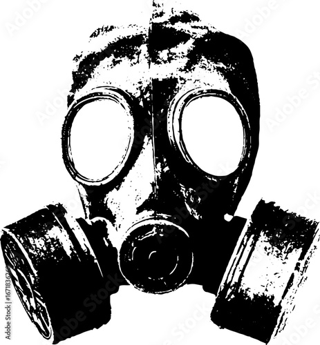 Grunge black and white zombie mask illustration for urban art and design projects