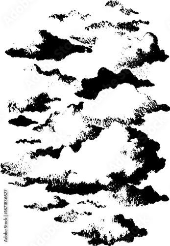 High contrast black and white cloud stencil for creative design projects