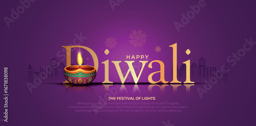 Happy Diwali festival of lights, holiday Background, Diwali celebration greeting card, creative vector illustration design.