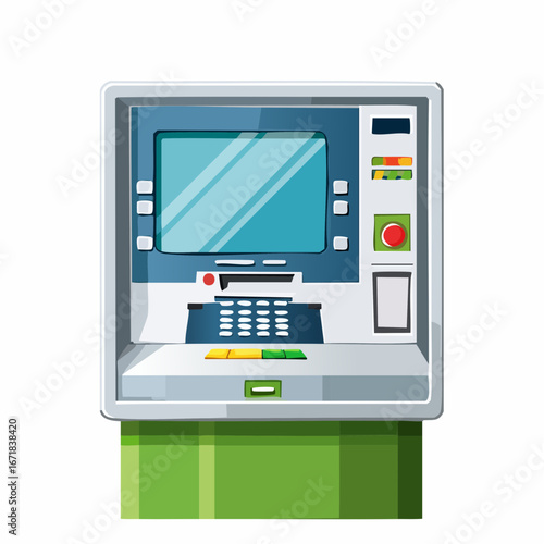 Modern Automated Teller Machine with illuminated screen and keypad for banking transactions