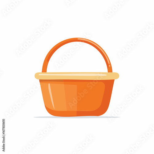 Orange Basket Illustration Isolated on White Backdrop Depicting Container with Handle for Harvest or Storage
