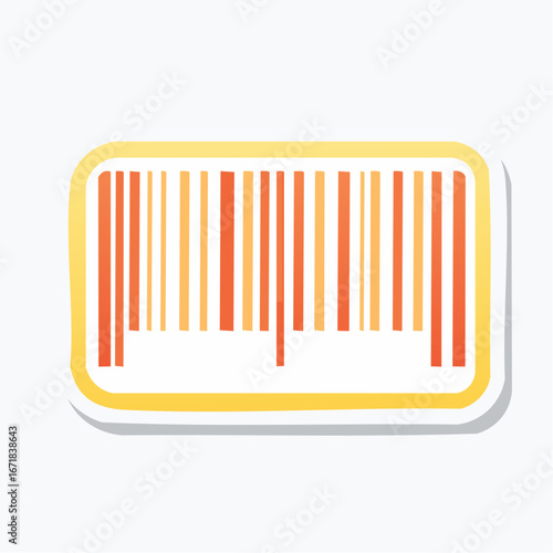 Barcode Graphic with Orange and Yellow Lines in Rectangular Frame on White Background