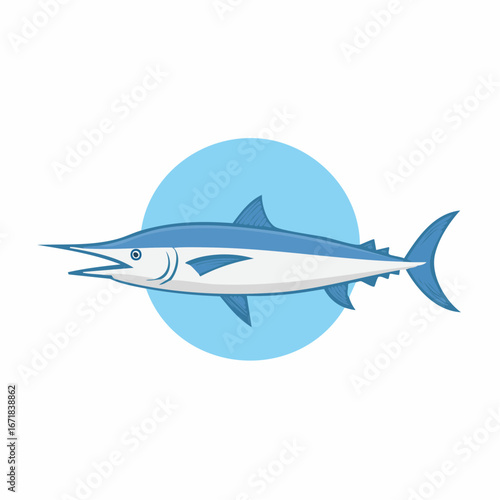 Stylized Swordfish Illustration with Circle Backdrop Showing Marine Wildlife and Ocean Sport Fishing Aquatic Life