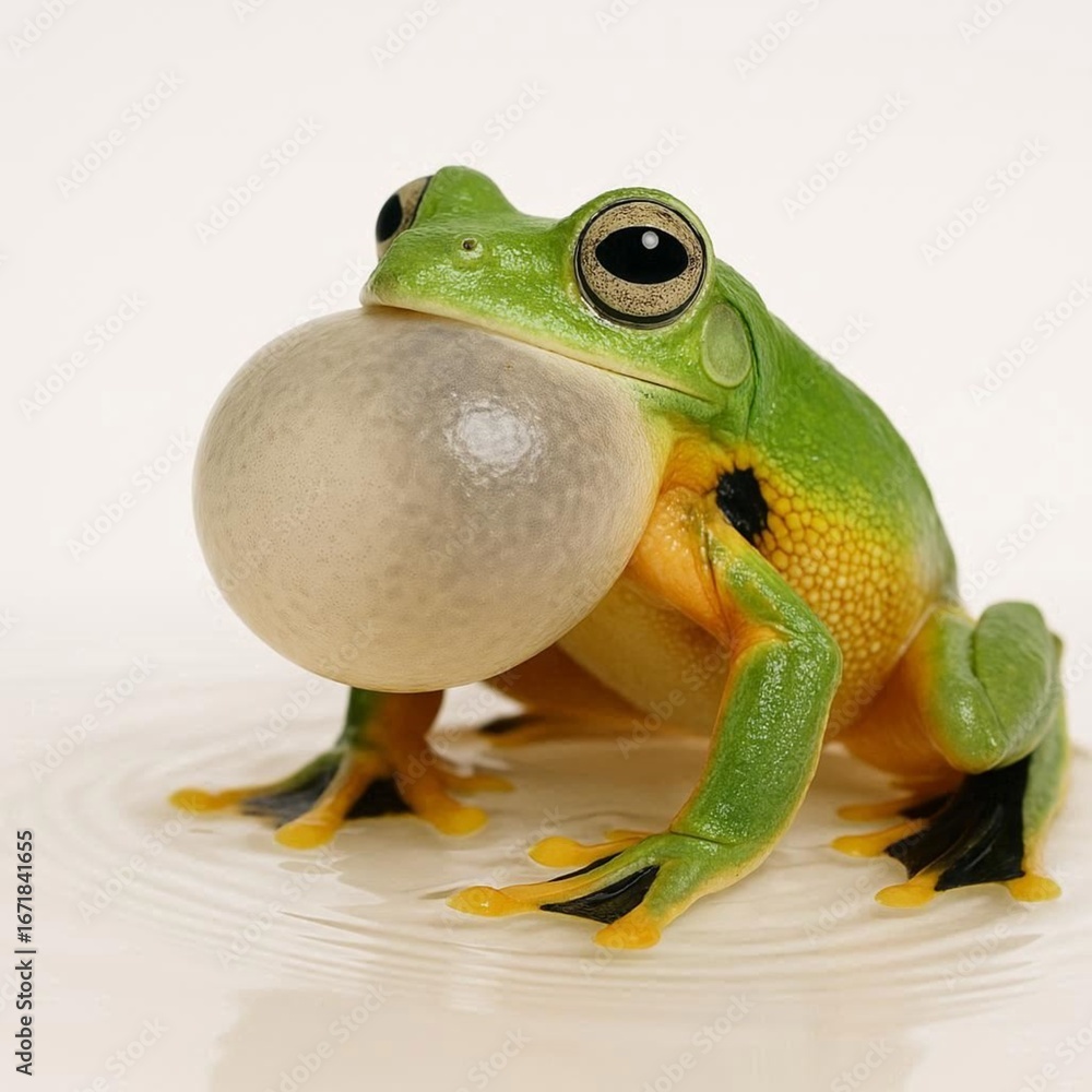 Obraz premium Frog male singing on white background