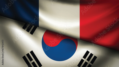 south korea and france flag fusion design