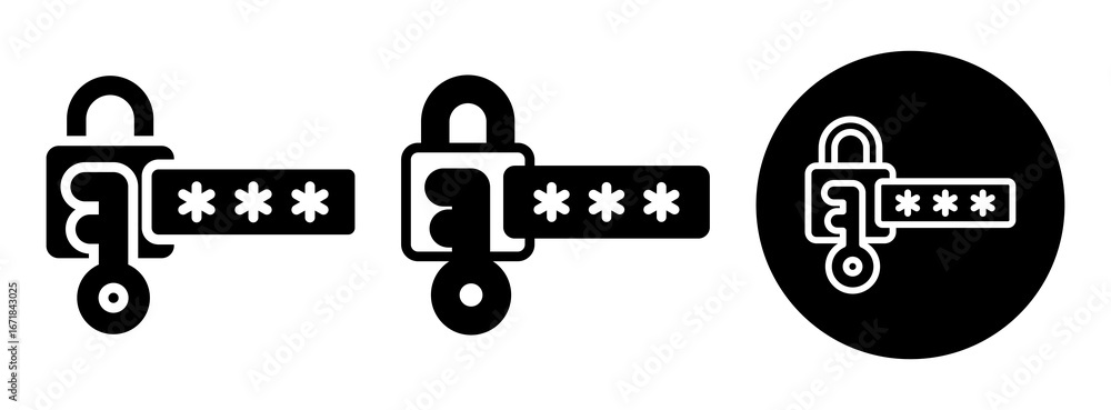 Fototapeta premium Password Icon Collection Glyph & Mixed Style