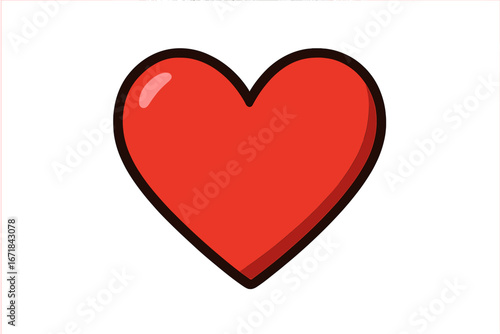 Simple red heart icon. Symbol of love, romance and Valentine's Day. Vector cartoon illustration for celebration, wedding, or health concept. Isolated graphic element design.