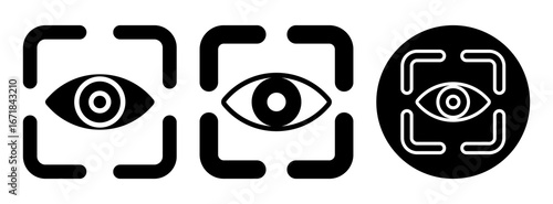 Eye Recognition Icon Collection Glyph & Mixed Style