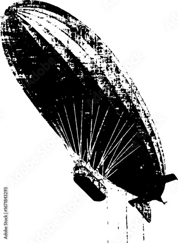 Vintage airship silhouette grunge design for posters and urban art projects