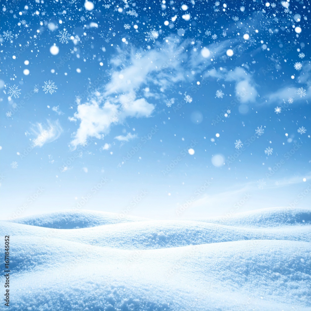 custom made wallpaper toronto digitalSnow Covered Hills under a Light Blue Sky with Falling Snowflakes Creating a Winter Background