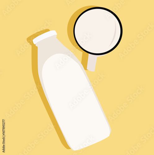 milk bottles and glasses. Set of icons glasses and bottles with milk. 