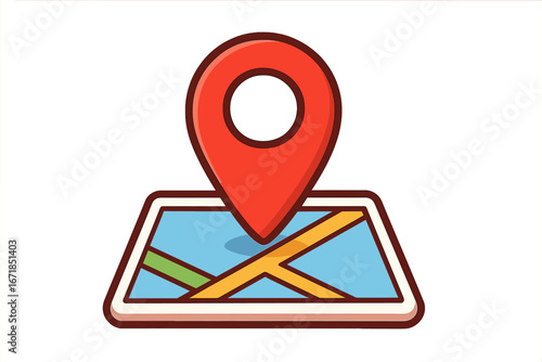 Location pin on map icon. GPS navigation, direction, and travel destination concept. Vector pointer for position, address, and route. Geolocation tag or marker symbol.