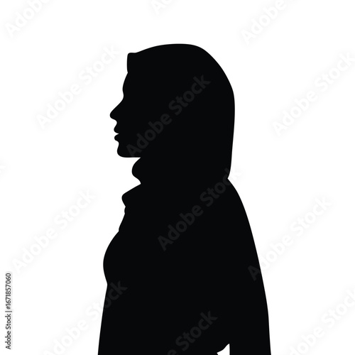 Black silhouette of a woman wearing a hijab headscarf 2