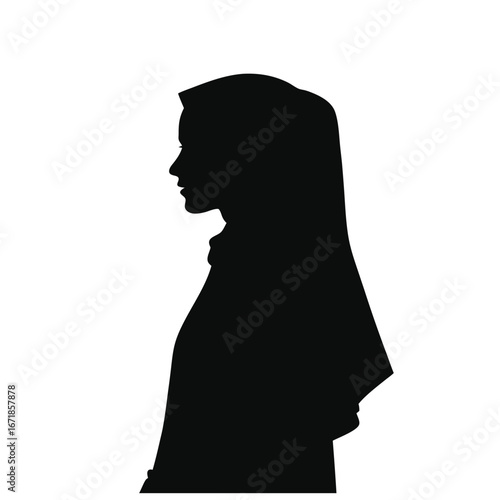 Black silhouette profile of a woman wearing a hijab 2