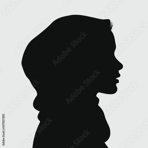 Black silhouette profile of a woman wearing a headscarf