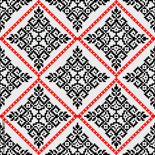 Wallpaper Mural black and white seamless pattern
The symmetrical layout and handcrafted pixel texture evoke traditional folk embroidery and ethnic textile aesthetics, making it ideal for use in fabric prints, wallpap Torontodigital.ca
