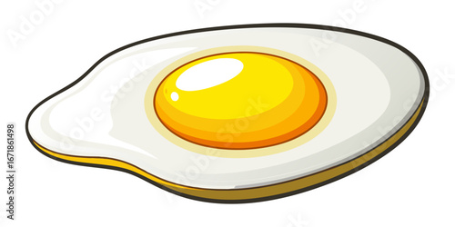 A realistic image of two sunny-side-up eggs cooking in a black cast iron skillet. The eggs have bright yellow-orange yolks and set white edges, sprinkled lightly with black pepper. The skillet sits on