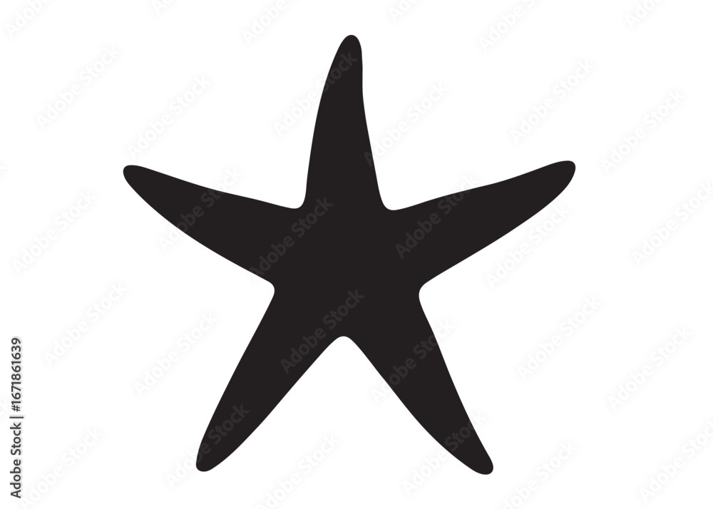 Fototapeta premium starfish logo silhouette vector, starfish silhouette vector illustration, black starfish silhouette logo vector, sea animals starfish logo silhouette vector on white background.