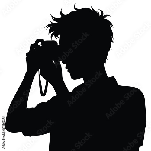 Silhouette of a person holding a camera and taking a photo 3