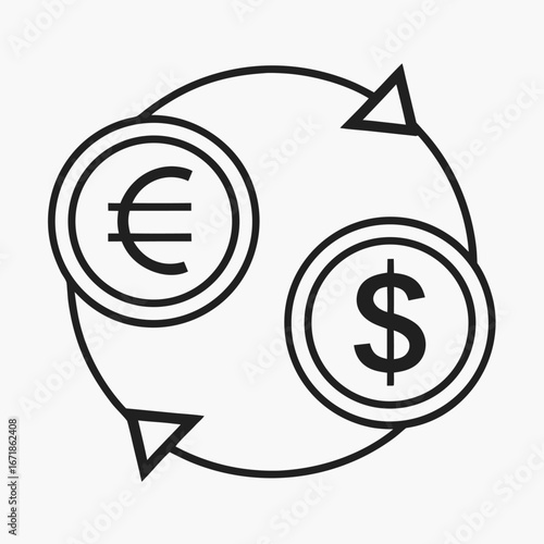 Euro and Dollar Currency Exchange Symbol money
