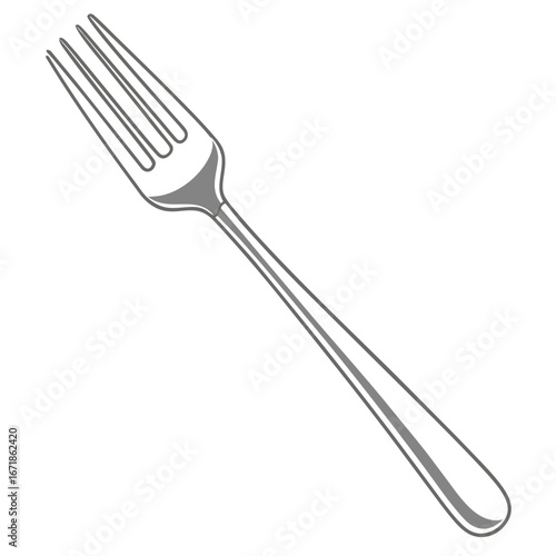 Silver Metal Dinner Fork with Four Tines utensil cutlery
