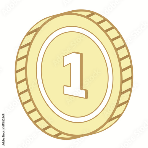 Gold Coin With Number One money currency