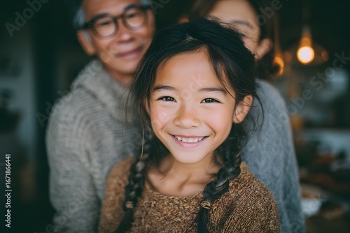 Step-daughter beaming like sunshine in a blended family garden perfect for support ads.